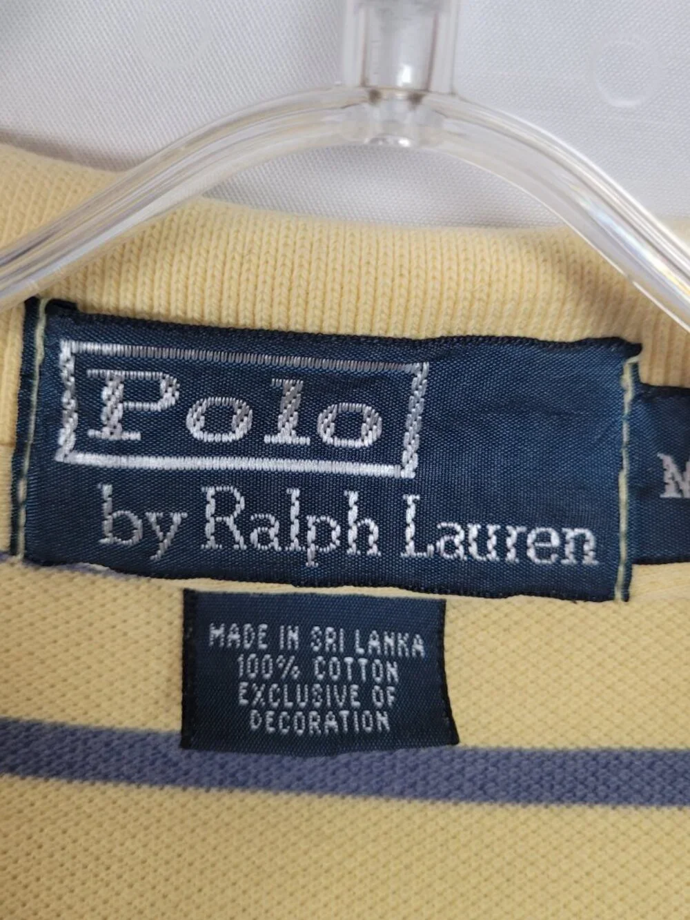 Polo Ralph Lauren Polo Shirt Men's M Yellow Blue Stripe Cotton Pony Logo Preppy